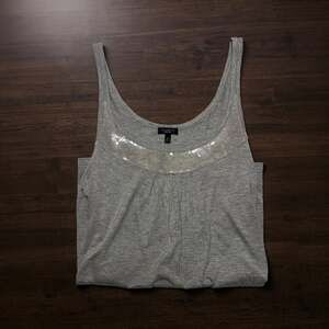 Talbots Grey Sequin Embellished Scoop Neck Tank Top Size M